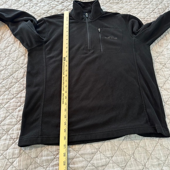 Eddie Bauer Mens Black Quarter Zip Fleece Pullover Jacket Size M Pocket - Picture 4 of 8